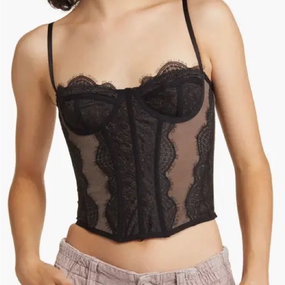 Out From Under Size Large Modern Love Black Lace Urban Outfitters Corset Top - Picture 1 of 12